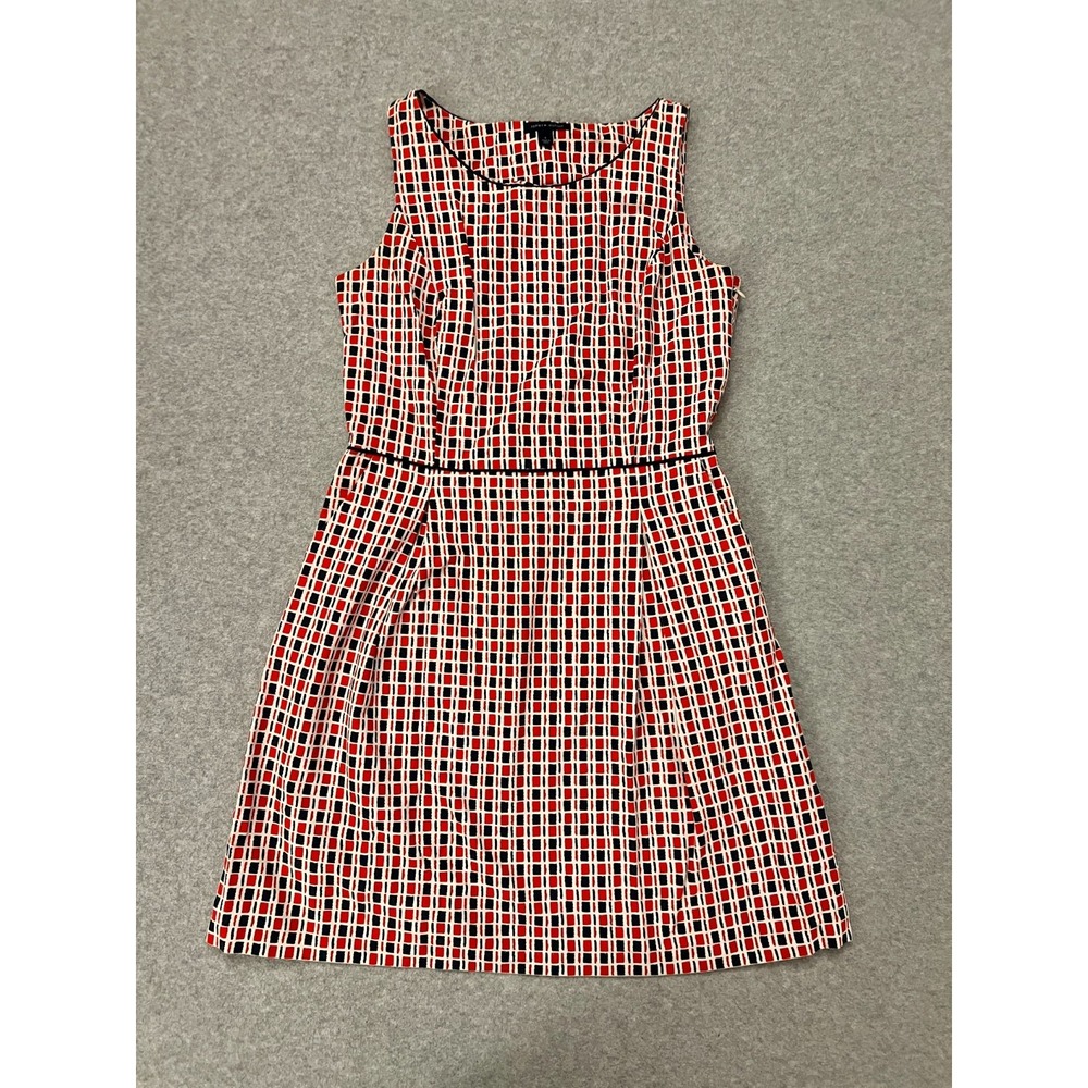 Tommy Hilfiger Dress Women's 6 Red Black Sleeveless Geometric Check Mob Preppy